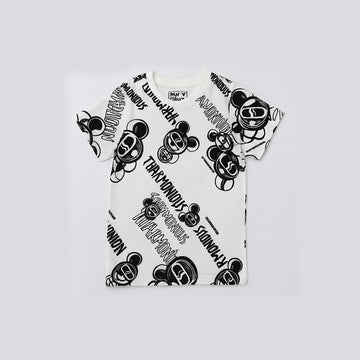 WHITE HARMONIOUS PRINT HALF SLEEVES T-SHIRT FOR BOYS